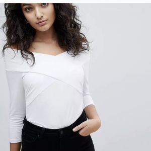 ASOS wrap front bodysuit Bardot style size 2